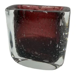 Vaso quadrato in vetro rosso
