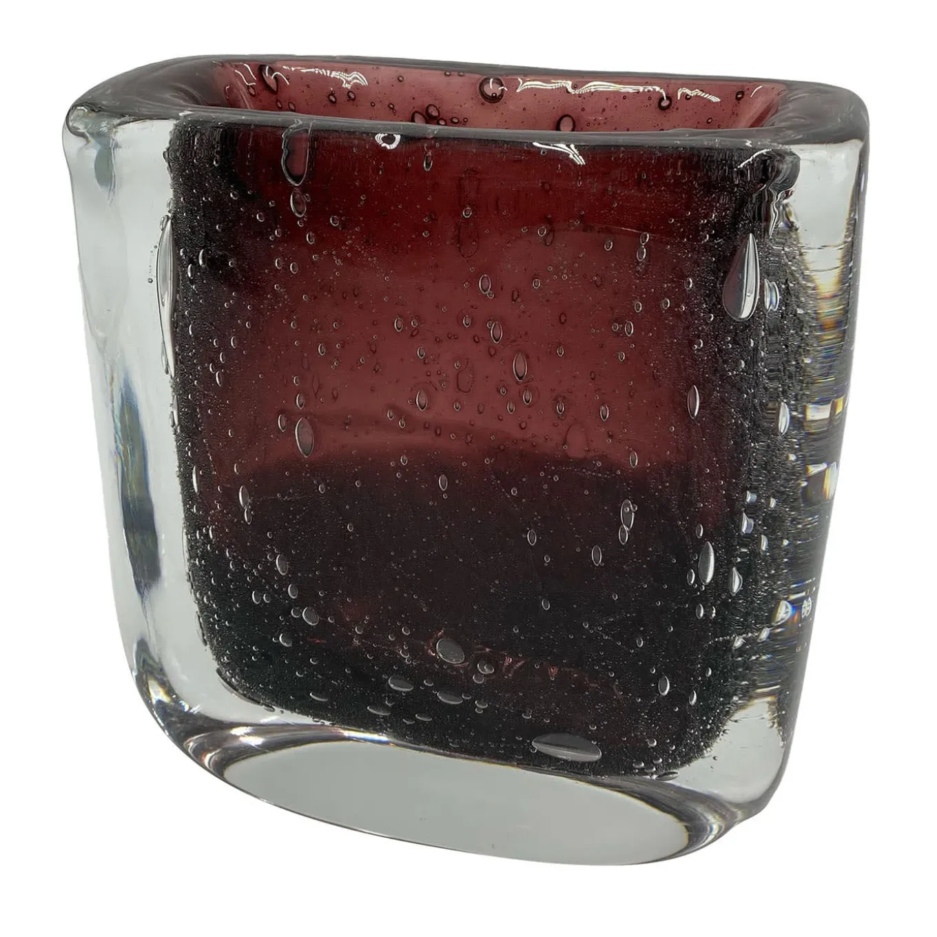 Vaso quadrato in vetro rosso