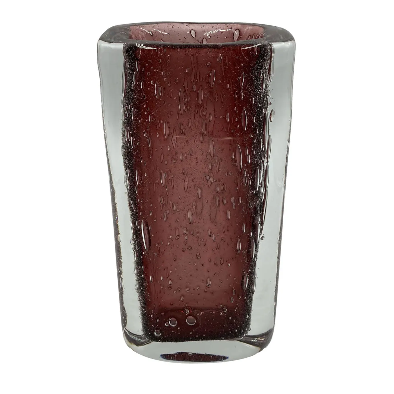 Vaso rettangolare in vetro rosso