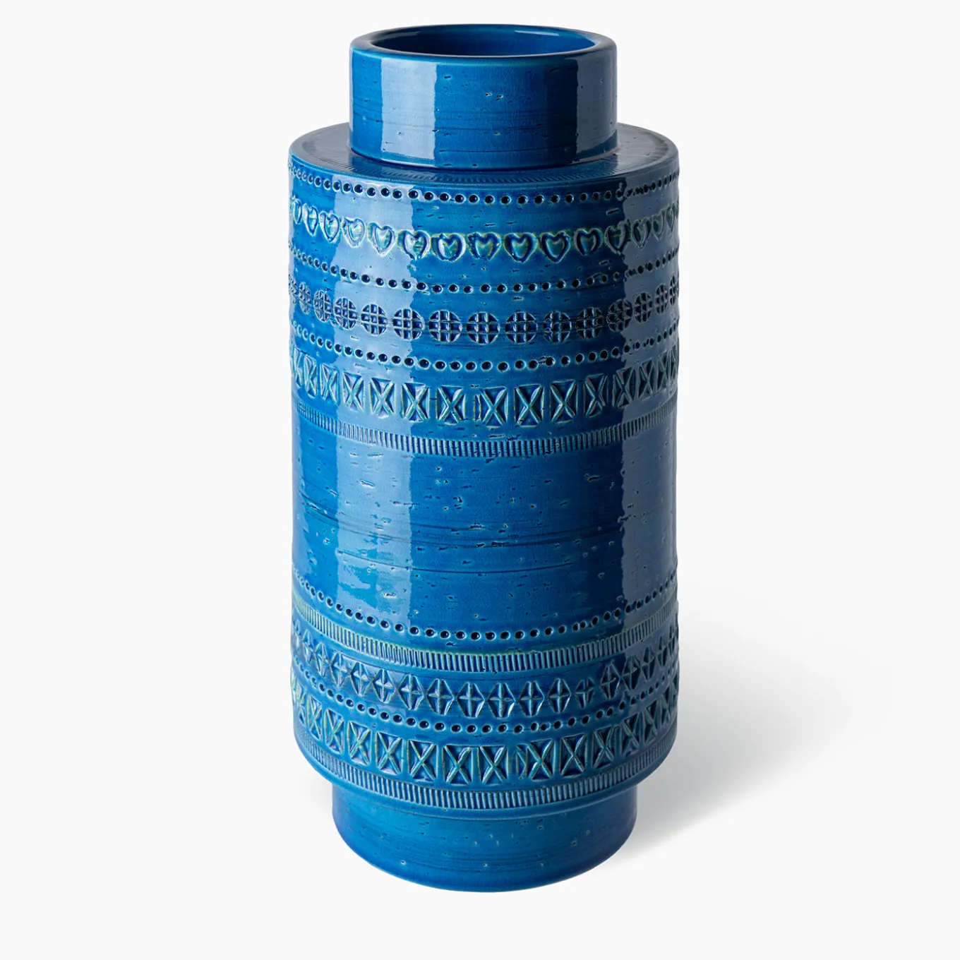Vaso rocchetto blu a cilindro di Aldo Londi