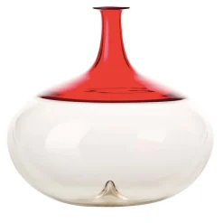 Vaso rotondo Bolle di Tapio Wirkkala in rosso/chiaro
