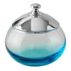 Vaso rotondo in cristallo con coperchio placcato argento