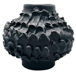 Vaso rotondo nero opaco Onda