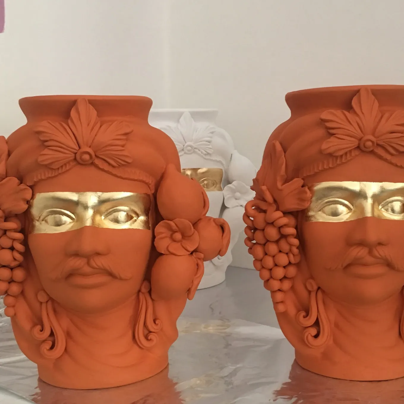 Vaso Sasà arancione e oro