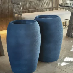 Vaso Sedona in ceramica blu rigonfio
