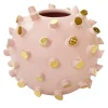 Vaso Sferico Tronchetti In Ceramica Dorata E Rosa
