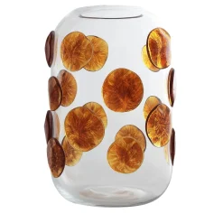 Vaso trasparente Goccia Amber Dots