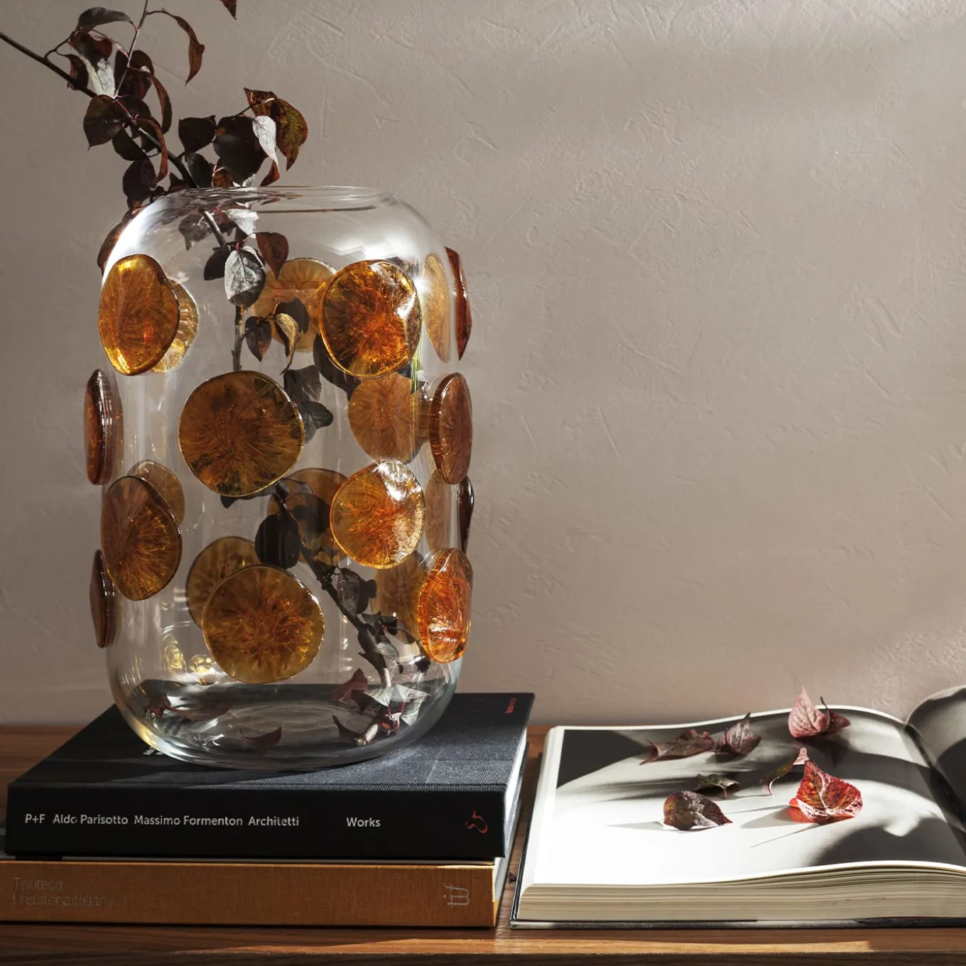 Vaso trasparente Goccia Amber Dots