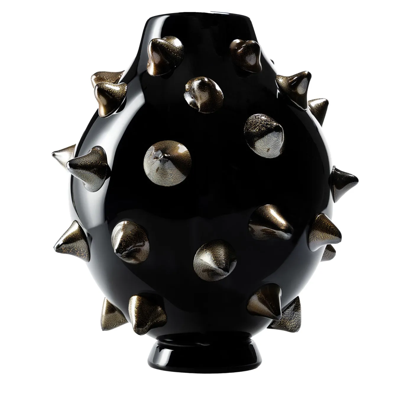 Vaso-scultura in vetro nero di Murano