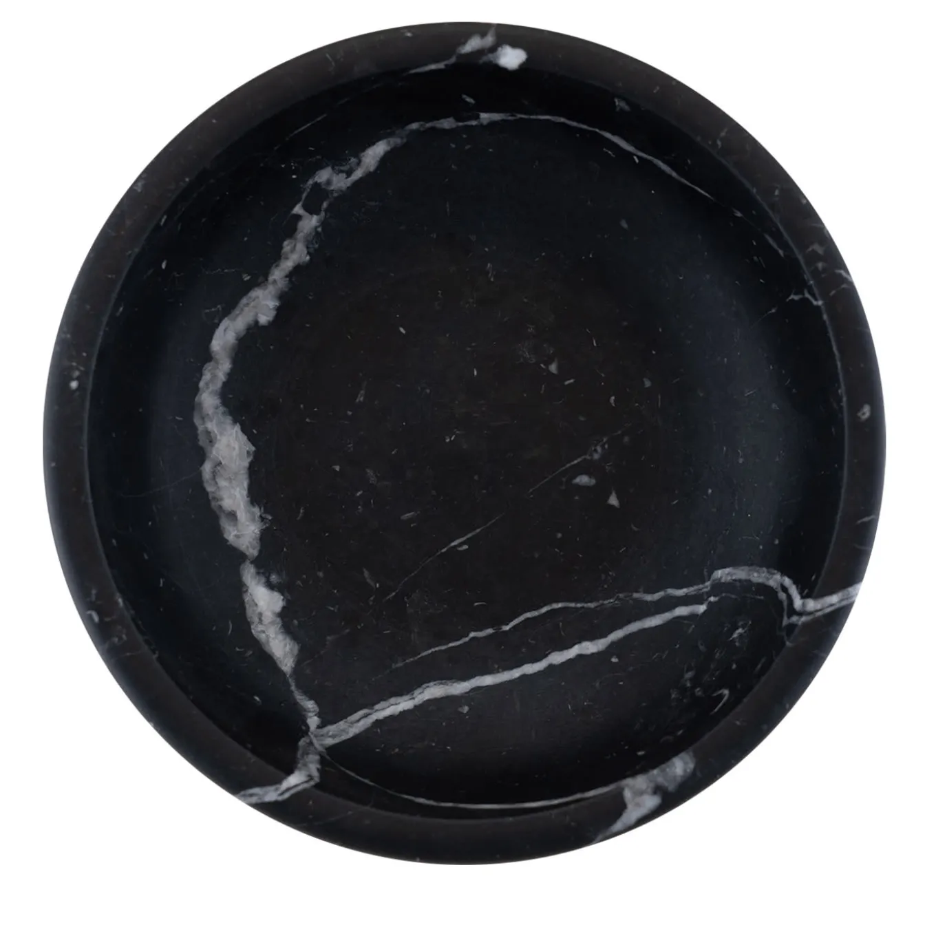 Vassoio decorativo rotondo in marmo nero di Marquina