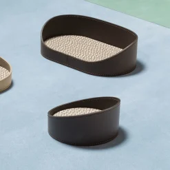 Vassoio medio ovale Chevron beige per valigie