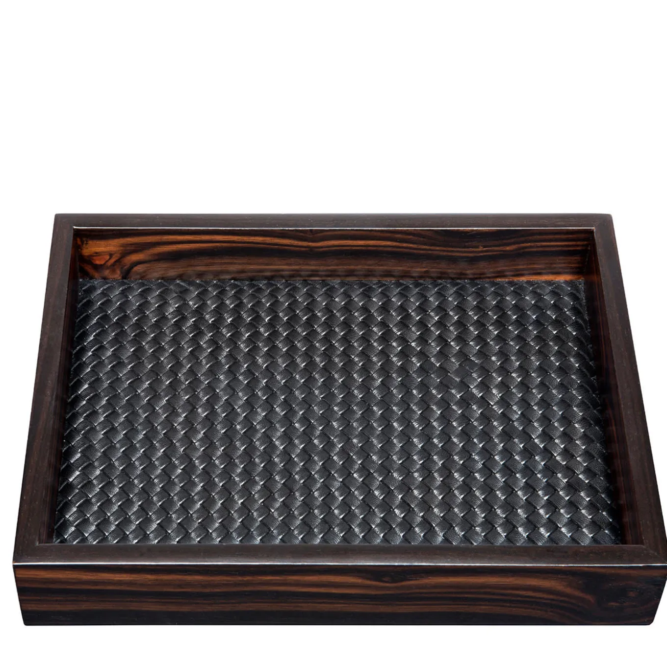 Vassoio rettangolare intrecciato a mano Febe Ebony