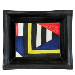 Vassoio tascabile in ceramica multicolore Bauhaus #2 di Benedetto Longobardi
