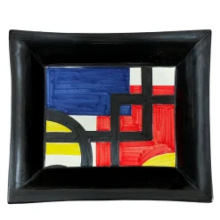 Vassoio tascabile in ceramica multicolore Bauhaus #1 di Benedetto Longobardi