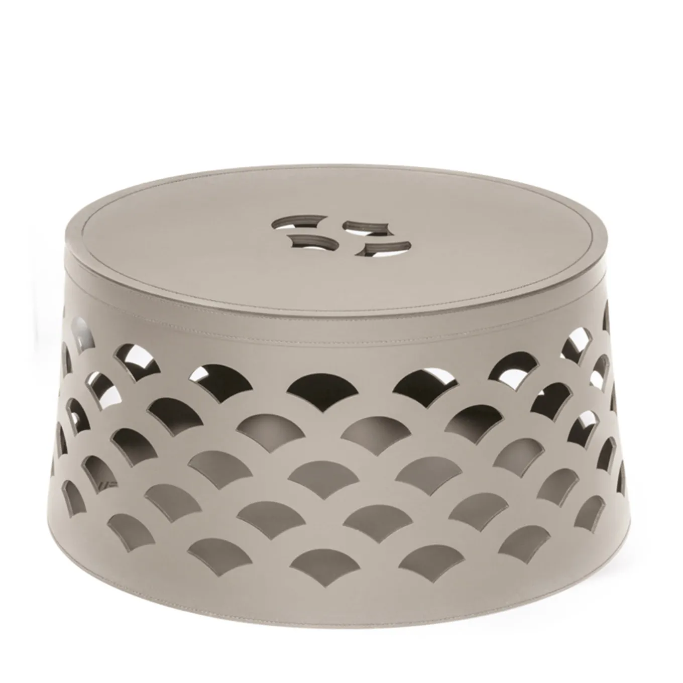 Venezia 10 Cestino rotondo beige con coperchio