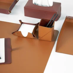 Vide poche in pelle Cognac e Bordeaux #1