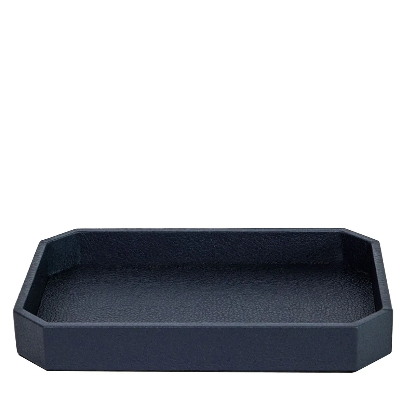 Vide-poche media Del Monte in legno e pelle blu Capri