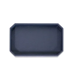 Vide-poche media Del Monte in legno e pelle blu Capri