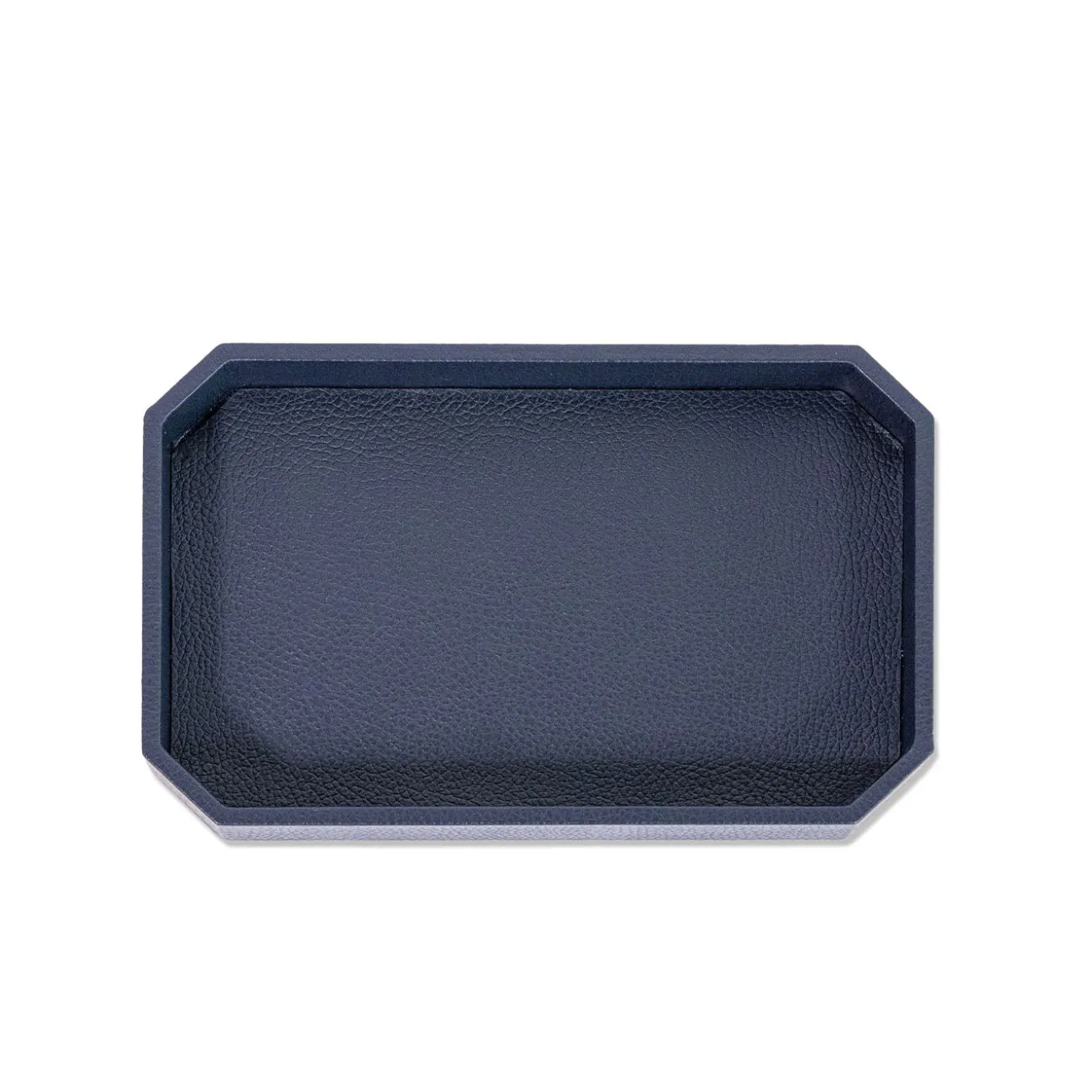 Vide-poche media Del Monte in legno e pelle blu Capri