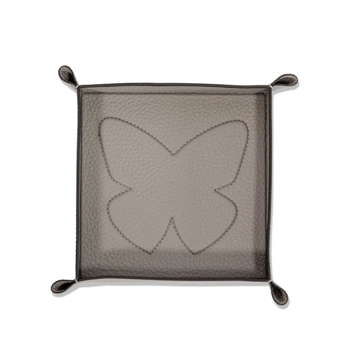 Vide-Poche Michelangelo Butterfly in pelle grigio luna